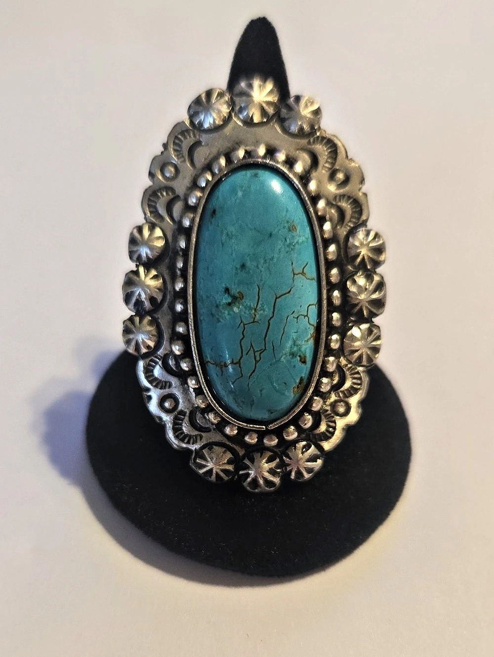 Turquoise Statement Ring in Blue & Silver